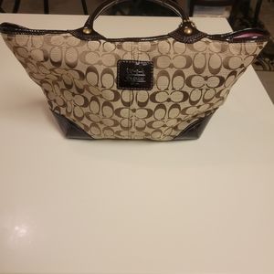 Signature Coach Patent Leather Tote Bag